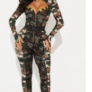 Camouflage Long Sleeve Jumpsuit